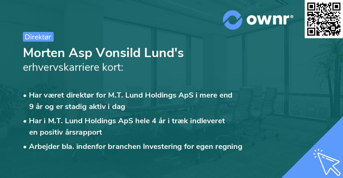 Morten Asp Vonsild Lund's erhvervskarriere kort