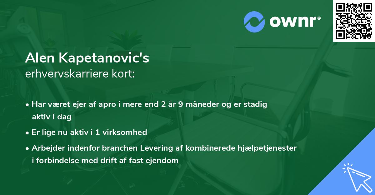 Alen Kapetanovic's erhvervskarriere kort