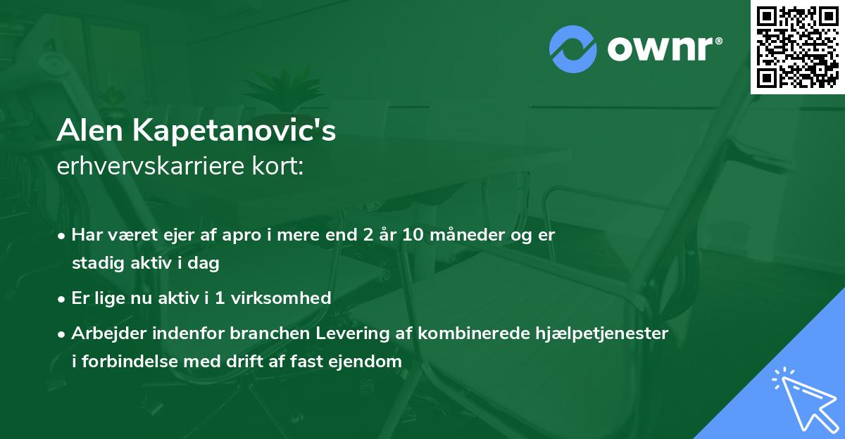 Alen Kapetanovic's erhvervskarriere kort