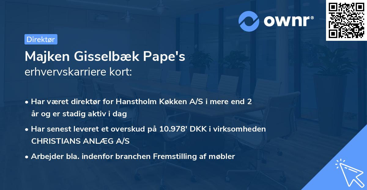 Majken Gisselbæk Pape's erhvervskarriere kort