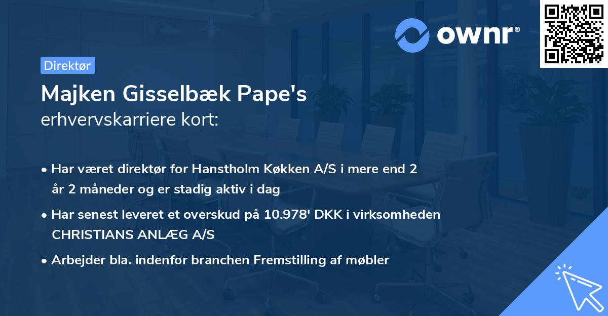 Majken Gisselbæk Pape's erhvervskarriere kort