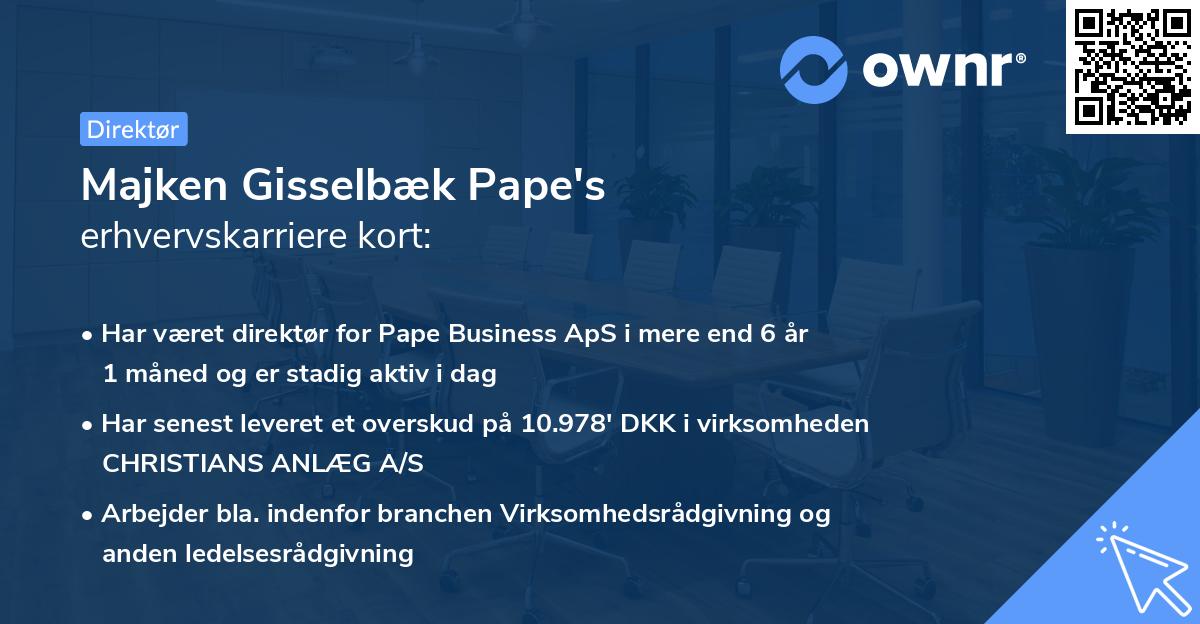 Majken Gisselbæk Pape's erhvervskarriere kort
