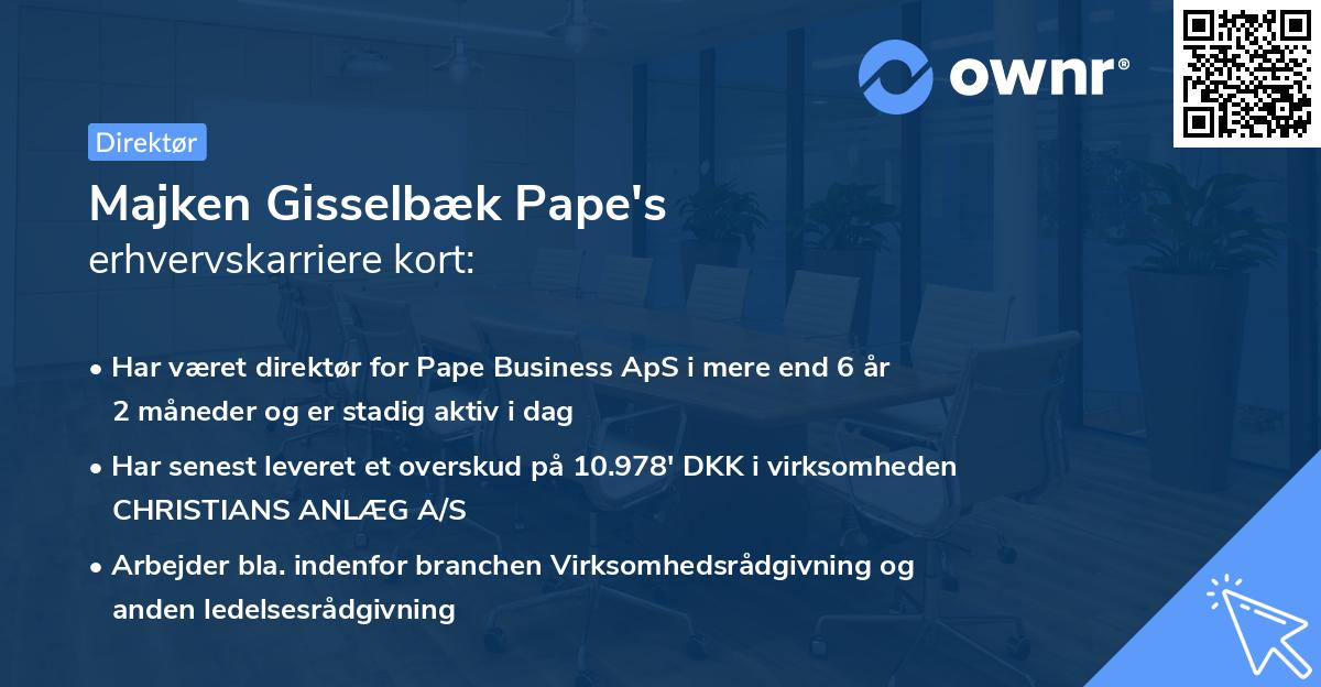 Majken Gisselbæk Pape's erhvervskarriere kort