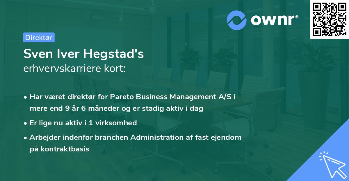 Sven Iver Hegstad's erhvervskarriere kort