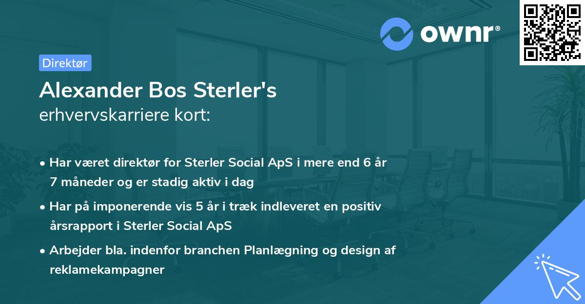 Alexander Bos Sterler's erhvervskarriere kort