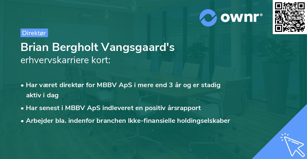 Brian Bergholt Vangsgaard's erhvervskarriere kort