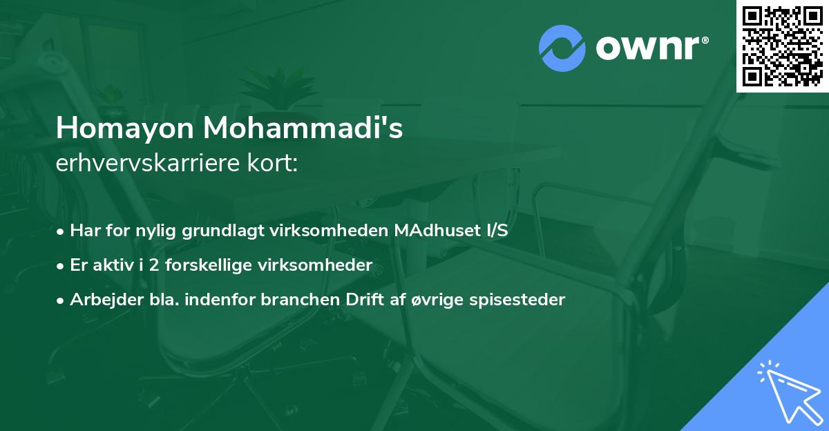 Homayon Mohammadi's erhvervskarriere kort