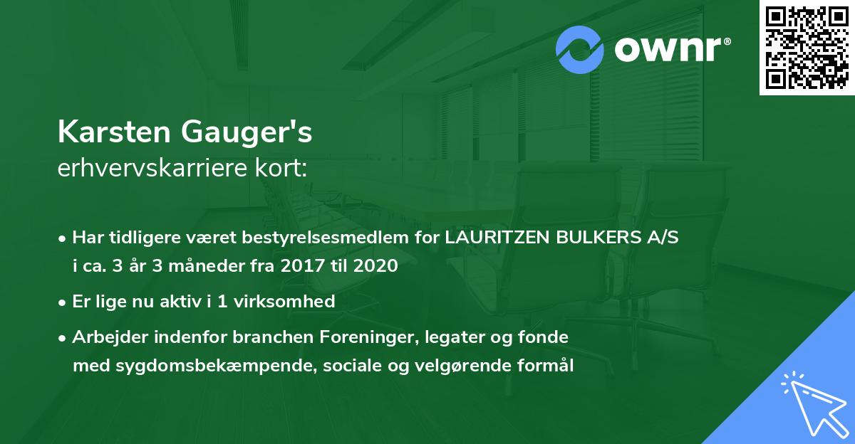 Karsten Gauger's erhvervskarriere kort