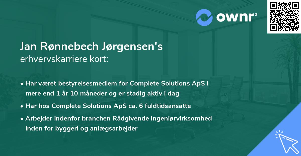 Jan Rønnebech Jørgensen's erhvervskarriere kort