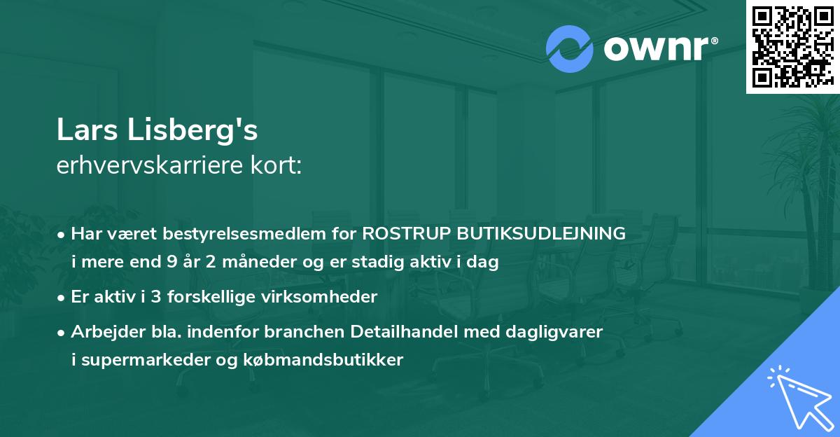 Lars Lisberg's erhvervskarriere kort