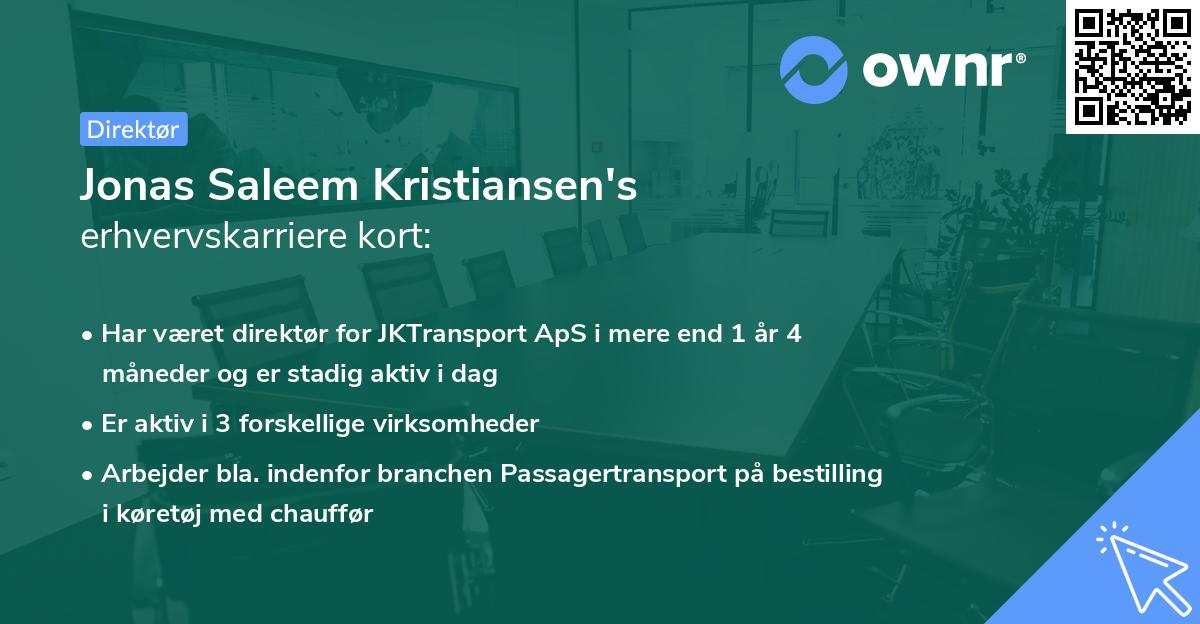 Jonas Saleem Kristiansen's erhvervskarriere kort