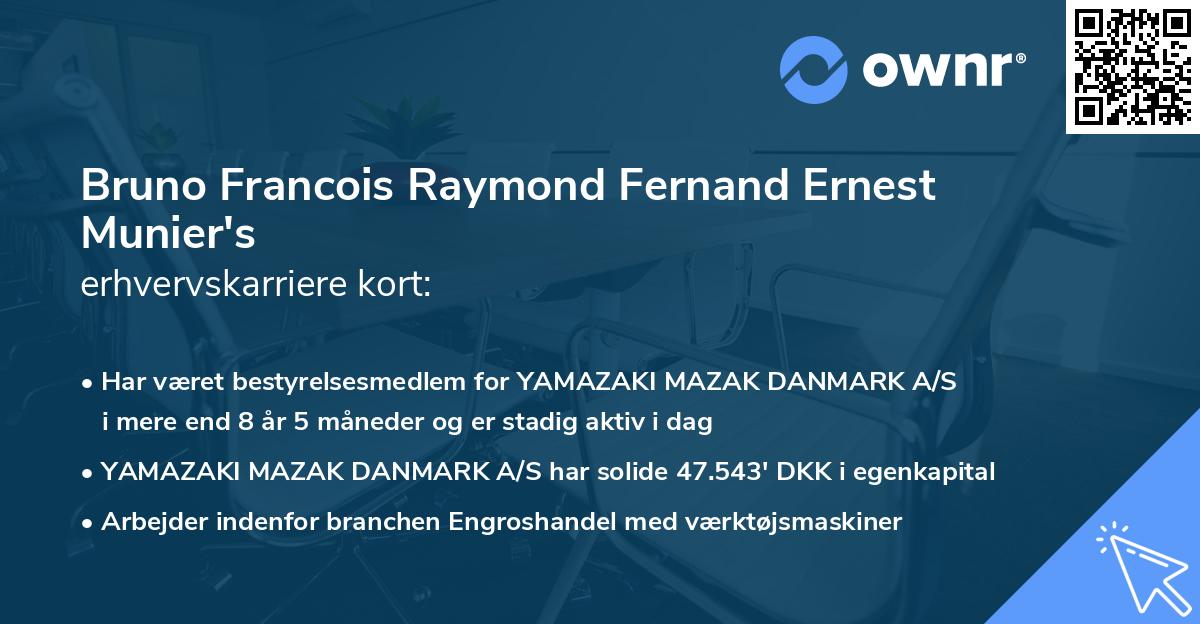 Bruno Francois Raymond Fernand Ernest Munier's erhvervskarriere kort