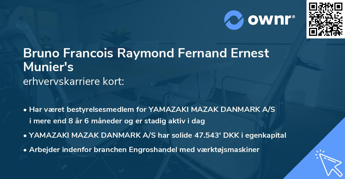 Bruno Francois Raymond Fernand Ernest Munier's erhvervskarriere kort