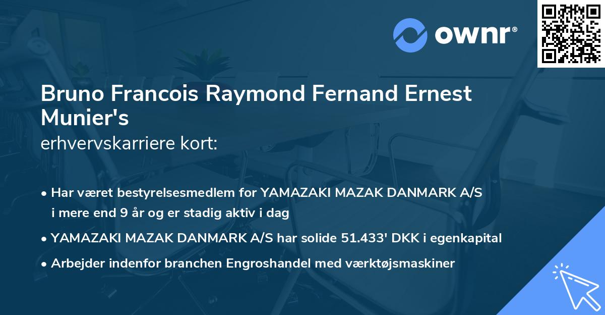 Bruno Francois Raymond Fernand Ernest Munier's erhvervskarriere kort