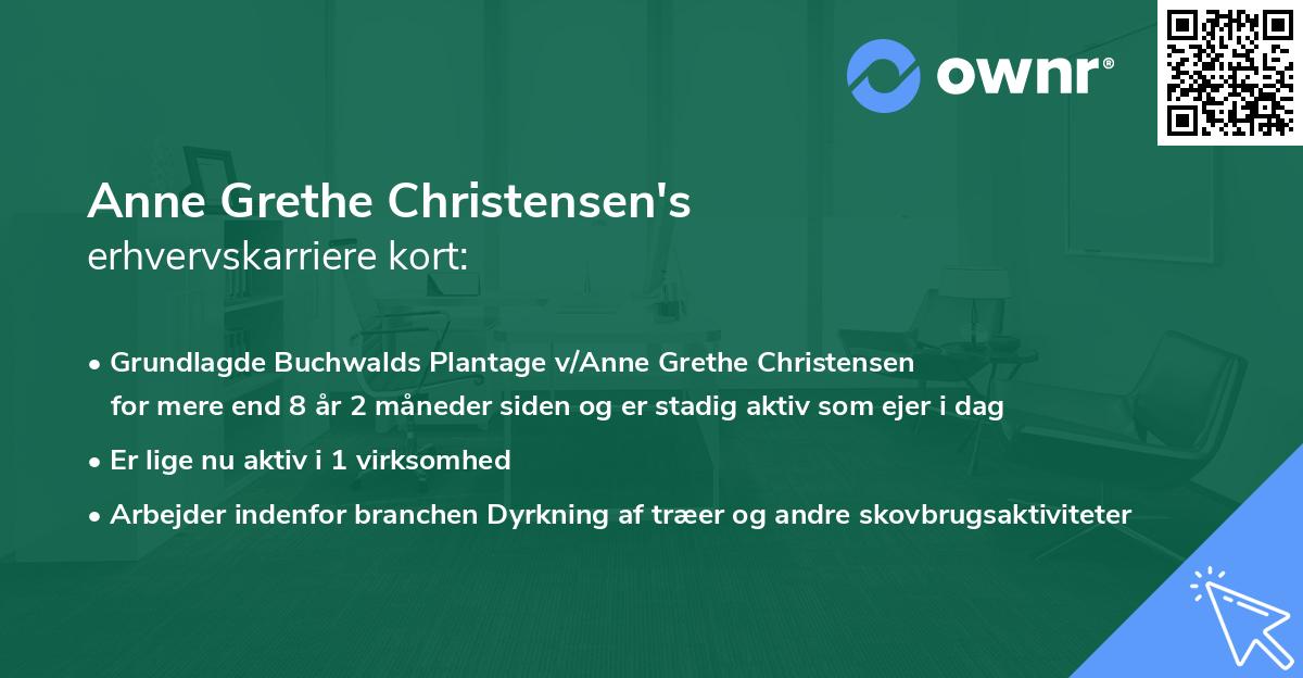 Anne Grethe Christensen's erhvervskarriere kort