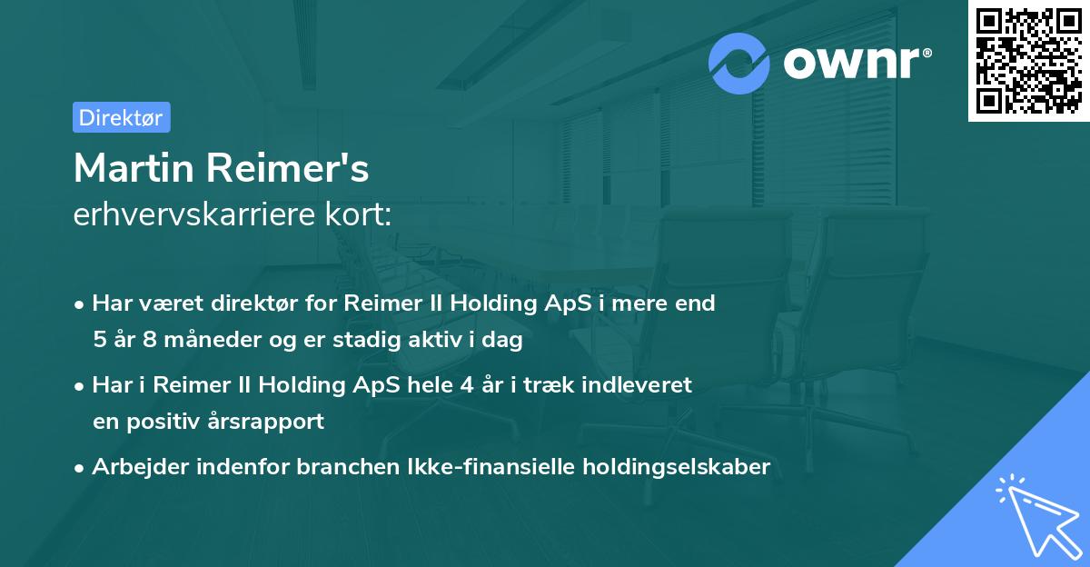 Martin Reimer's erhvervskarriere kort