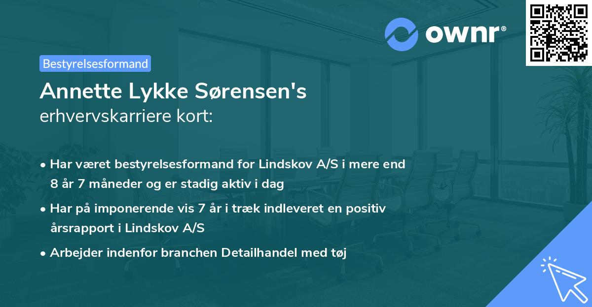 Annette Lykke Sørensen's erhvervskarriere kort