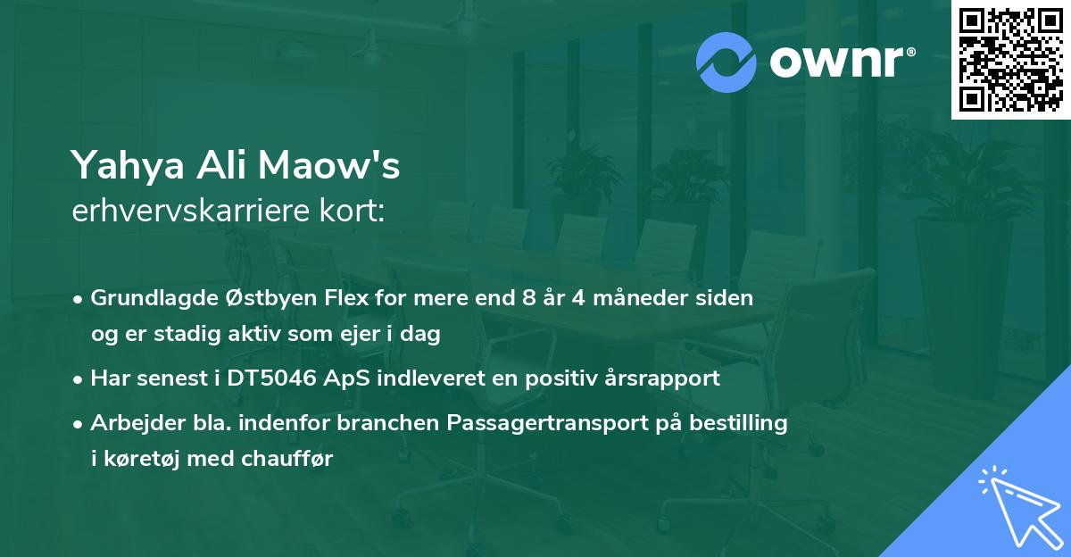 Yahya Ali Maow's erhvervskarriere kort