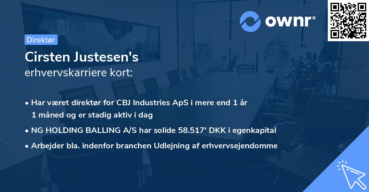 Cirsten Justesen's erhvervskarriere kort