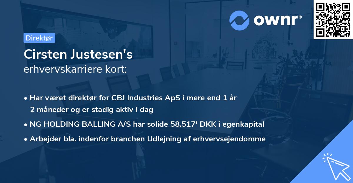 Cirsten Justesen's erhvervskarriere kort