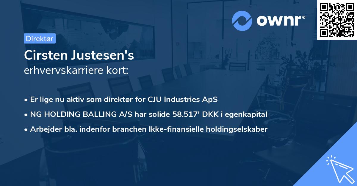 Cirsten Justesen's erhvervskarriere kort