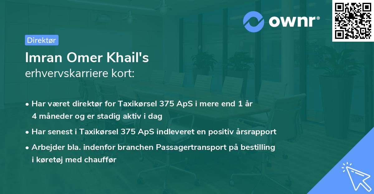 Imran Omer Khail's erhvervskarriere kort
