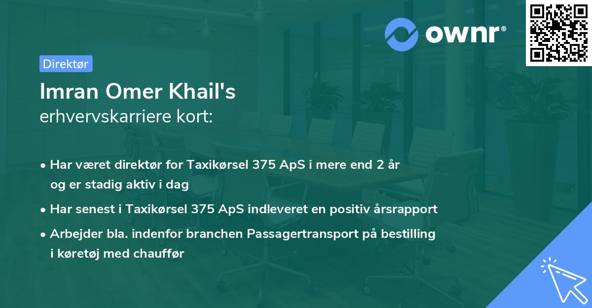 Imran Omer Khail's erhvervskarriere kort