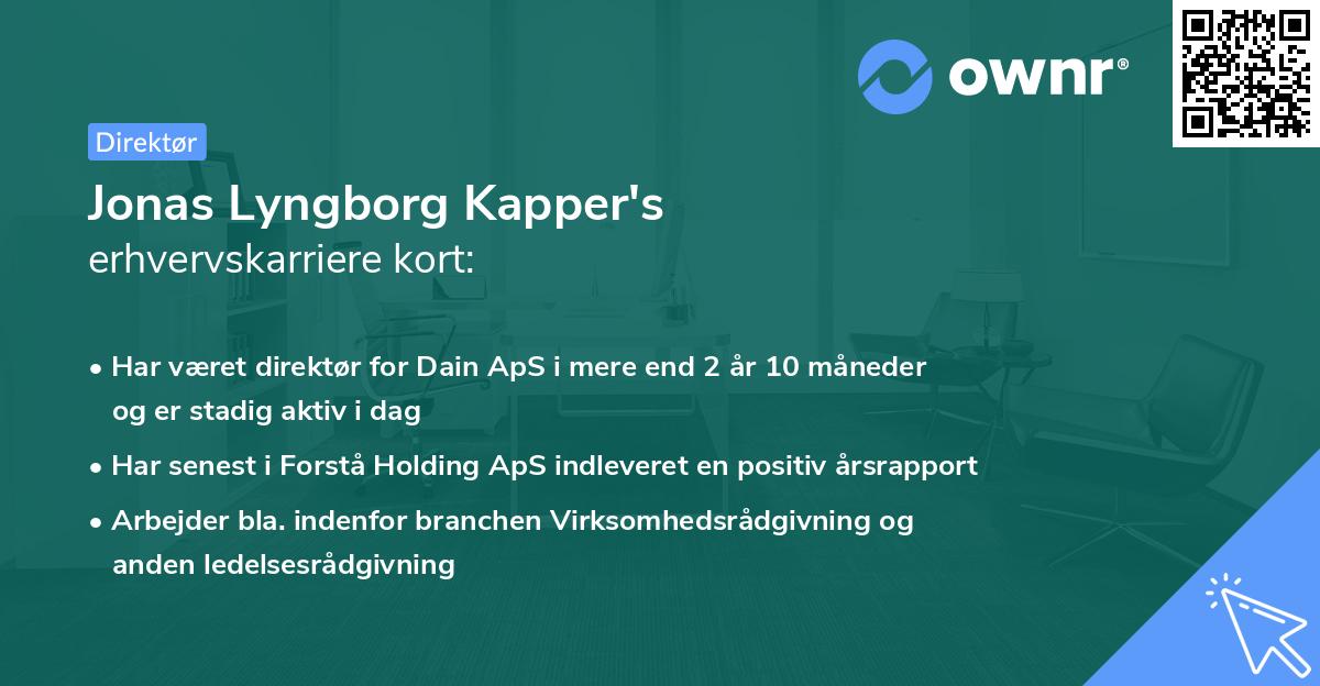 Jonas Lyngborg Kapper's erhvervskarriere kort