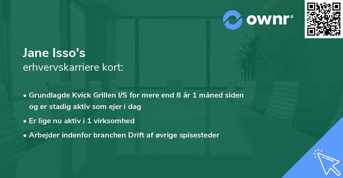 Jane Isso's erhvervskarriere kort