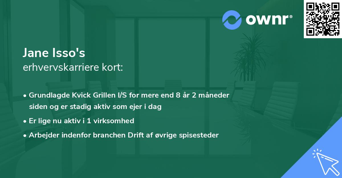 Jane Isso's erhvervskarriere kort