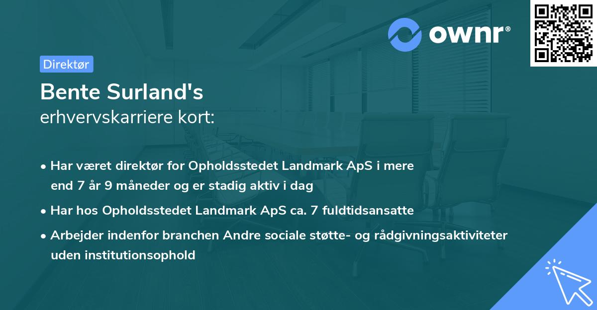 Bente Surland's erhvervskarriere kort