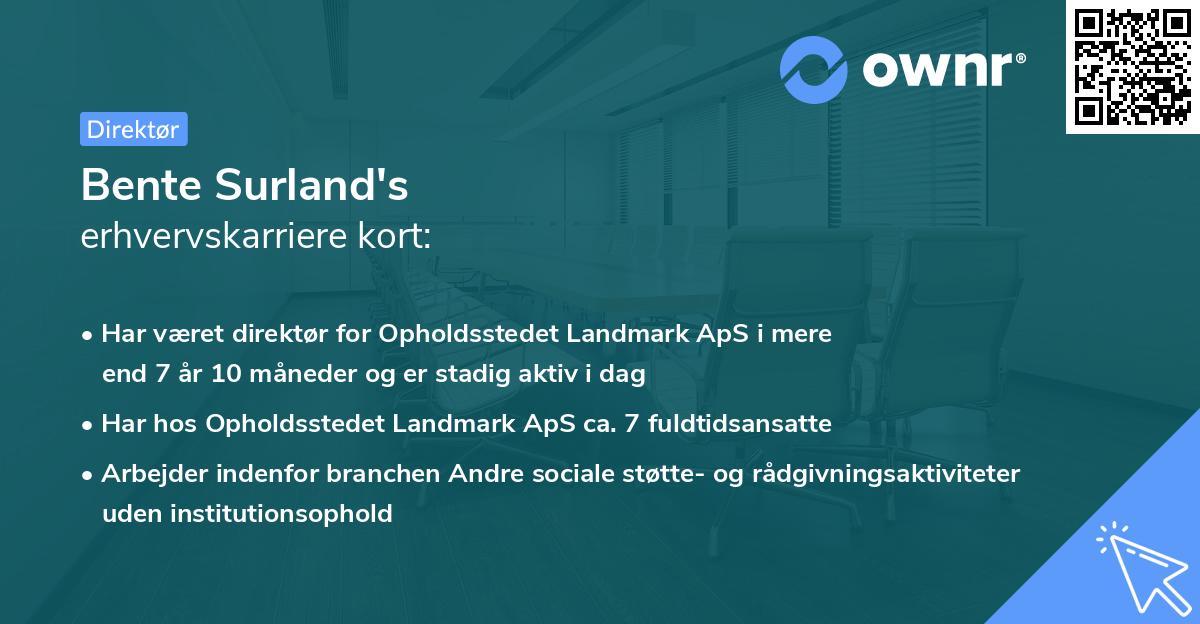 Bente Surland's erhvervskarriere kort