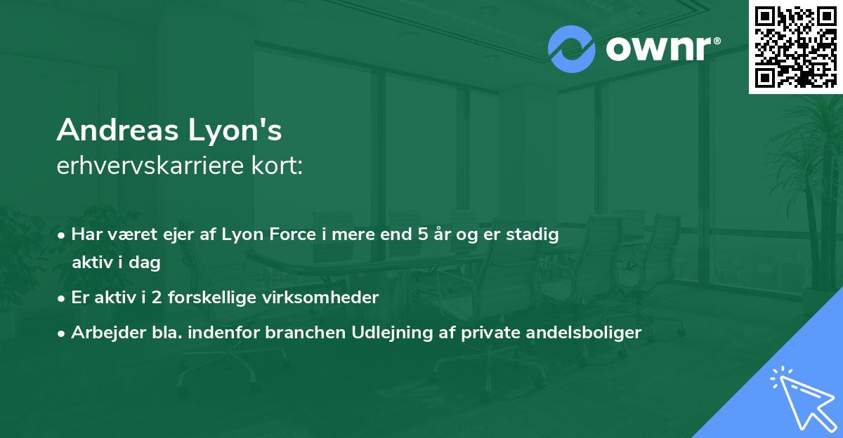 Andreas Lyon's erhvervskarriere kort