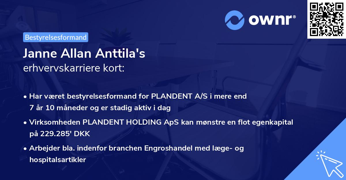 Janne Allan Anttila's erhvervskarriere kort