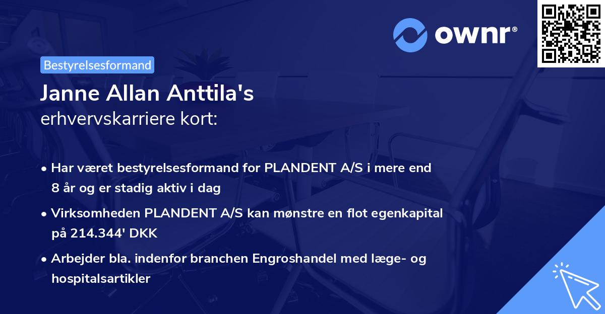 Janne Allan Anttila's erhvervskarriere kort