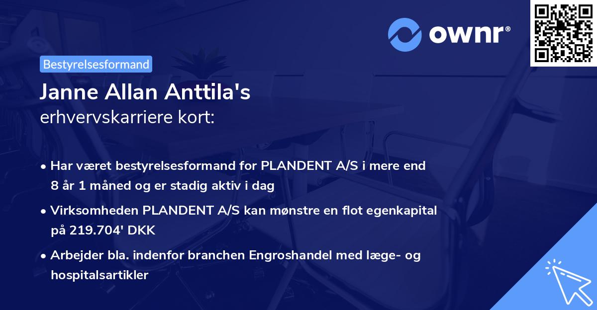 Janne Allan Anttila's erhvervskarriere kort