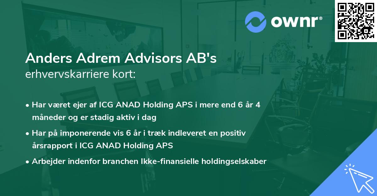 Anders Adrem Advisors AB's erhvervskarriere kort