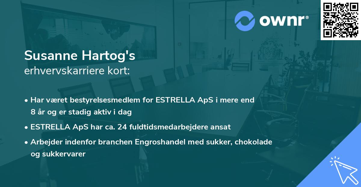 Susanne Hartog's erhvervskarriere kort