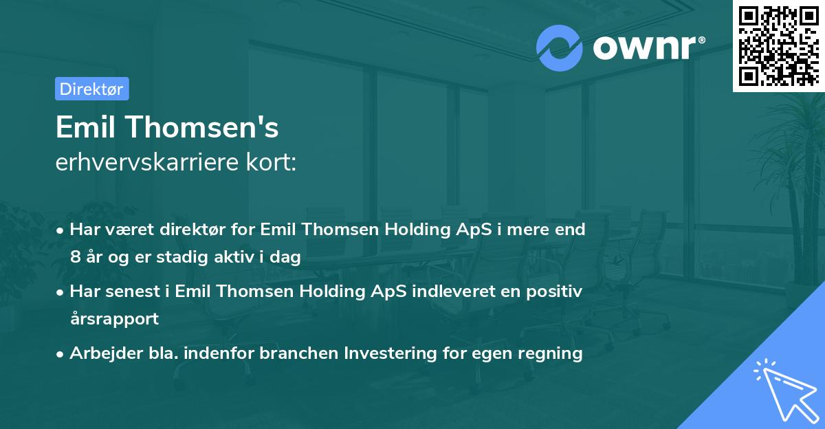 Emil Thomsen's erhvervskarriere kort