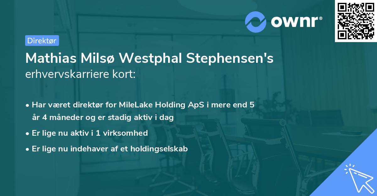 Mathias Milsø Westphal Stephensen's erhvervskarriere kort