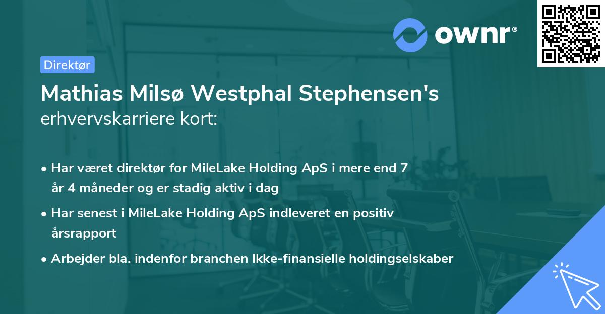 Mathias Milsø Westphal Stephensen's erhvervskarriere kort