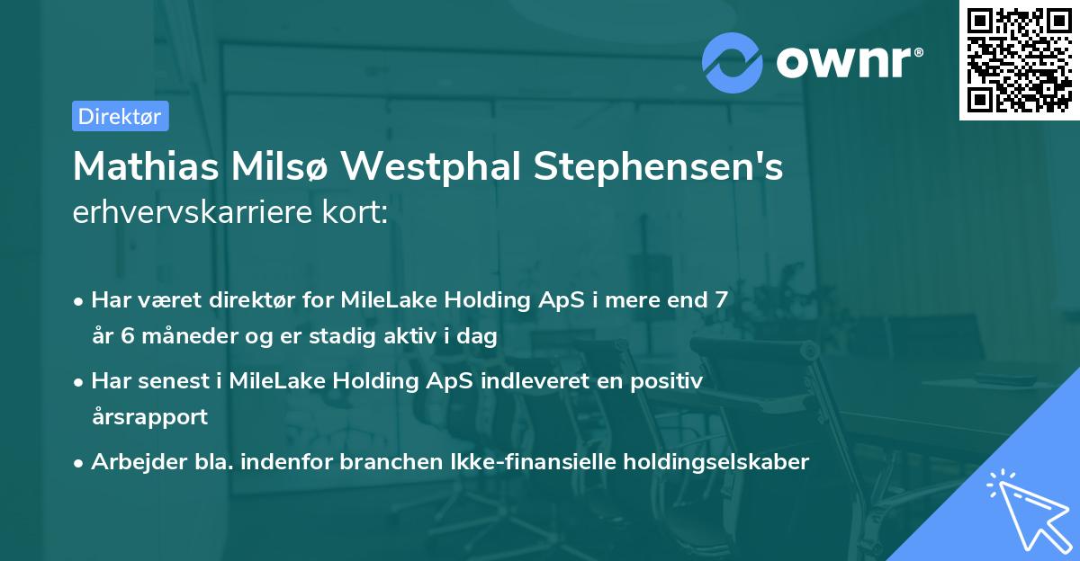 Mathias Milsø Westphal Stephensen's erhvervskarriere kort