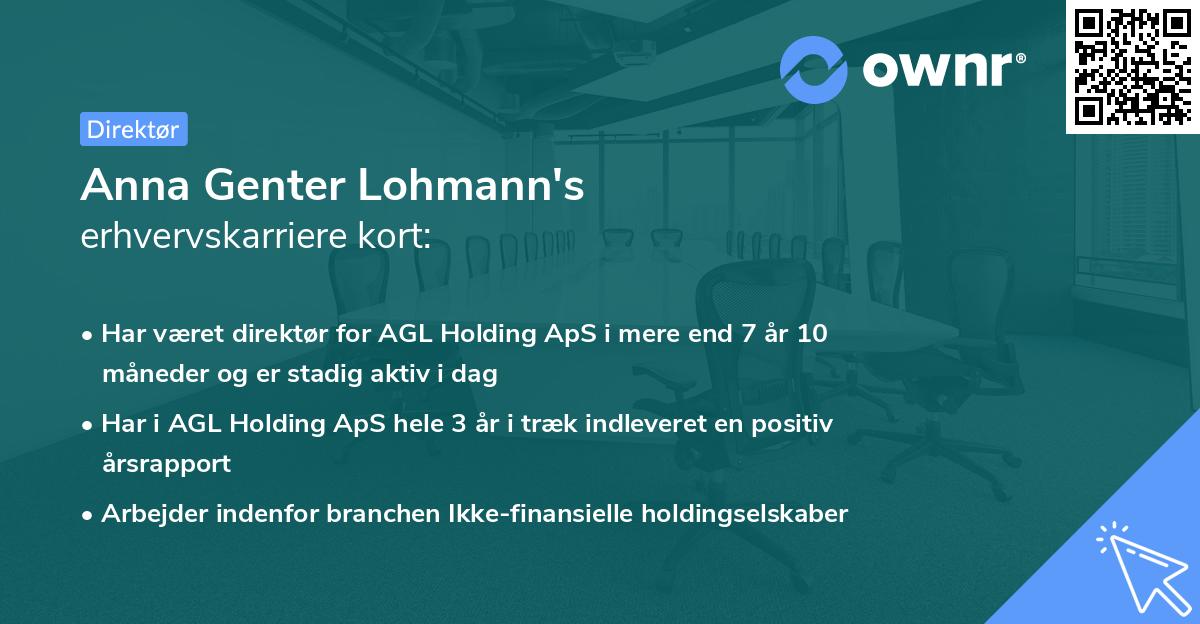 Anna Genter Lohmann's erhvervskarriere kort