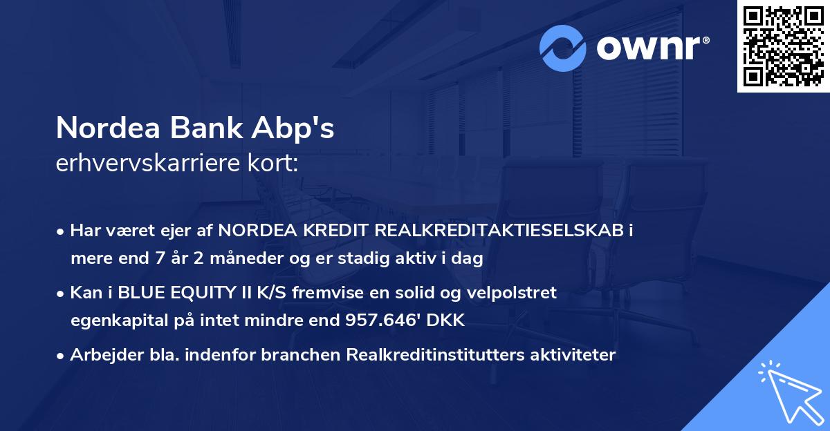 Nordea Bank Abp's erhvervskarriere kort