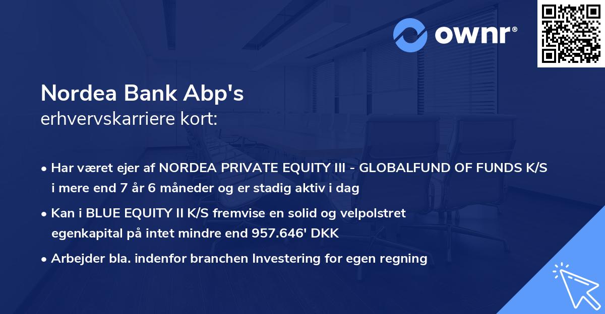 Nordea Bank Abp's erhvervskarriere kort