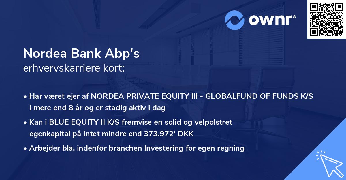 Nordea Bank Abp's erhvervskarriere kort