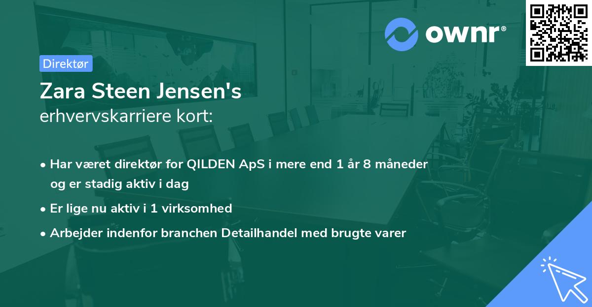 Zara Steen Jensen's erhvervskarriere kort