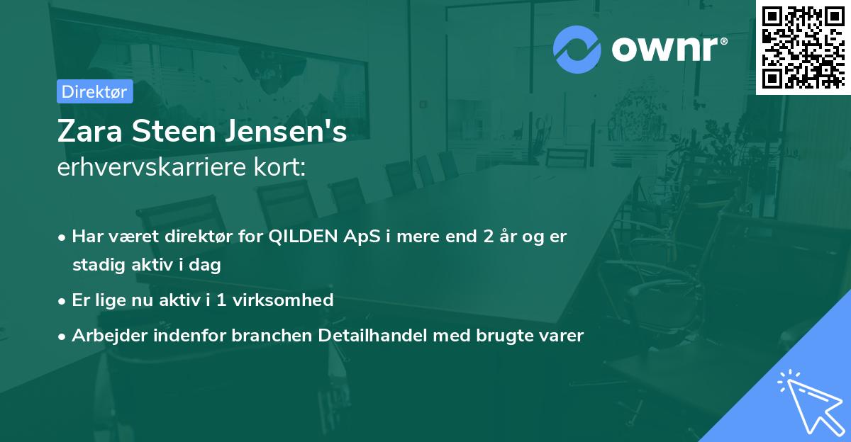 Zara Steen Jensen's erhvervskarriere kort