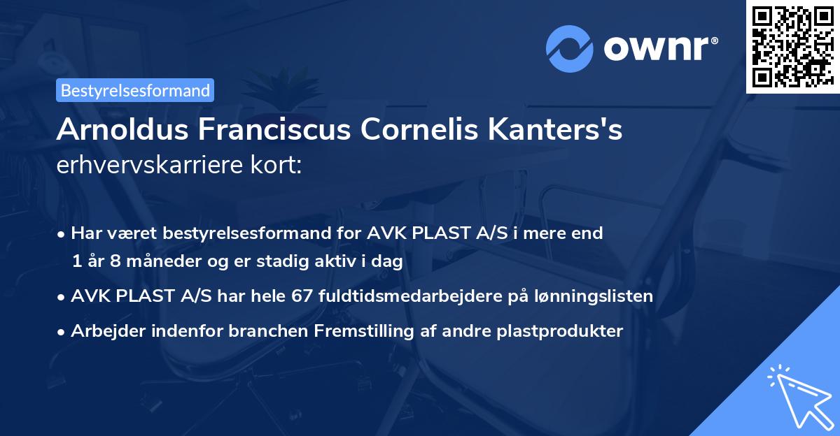 Arnoldus Franciscus Cornelis Kanters's erhvervskarriere kort