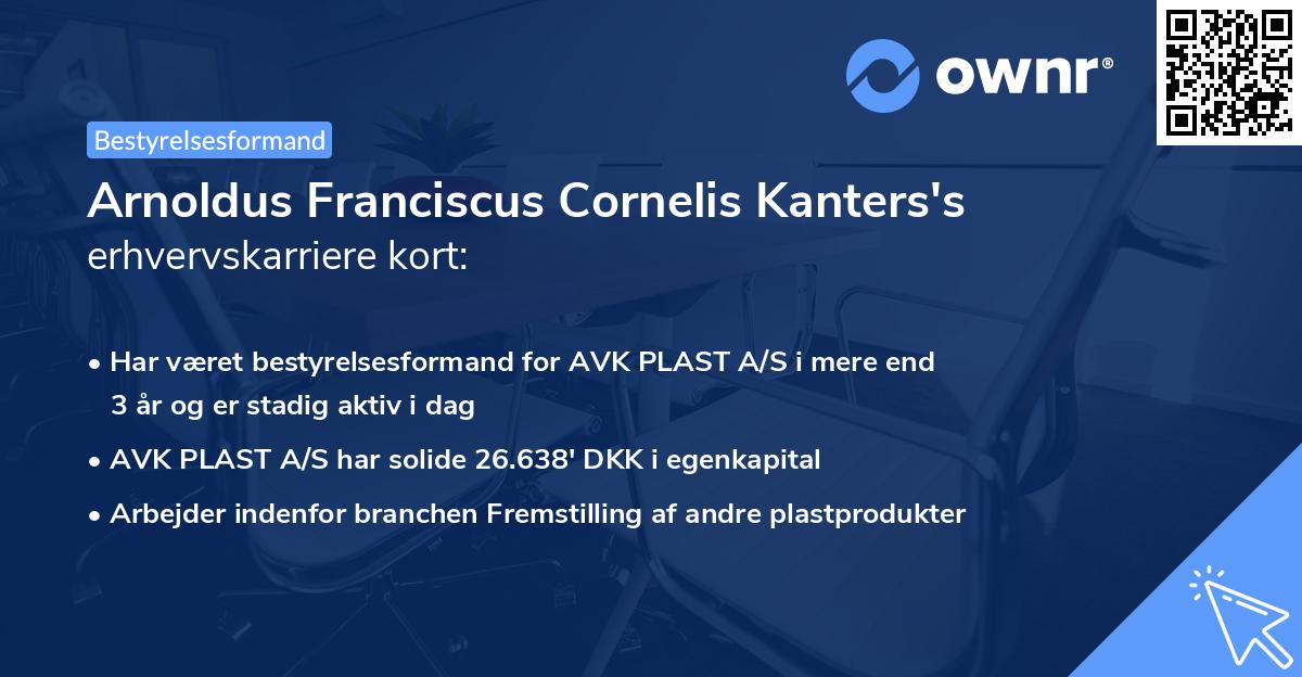 Arnoldus Franciscus Cornelis Kanters's erhvervskarriere kort
